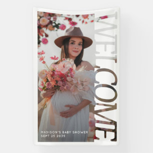Moderne Typografie Baby Shower Willkommensfoto Banner