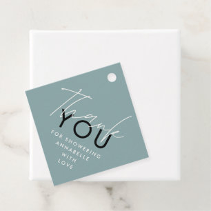 Moderne Typografie Babydusche Danke Geschenkanhänger