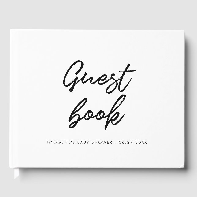 Moderne Typografie Babydusche Gästebuch (Vorderseite)