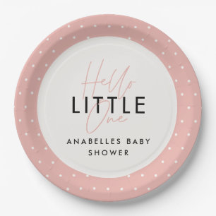 Moderne Typografie Babydusche Hallo Kleine Pappteller