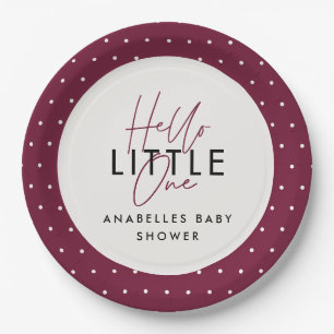 Moderne Typografie Babydusche Hallo Kleiner Pappteller
