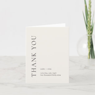 Moderne Typografie Beige Elegante Hochzeit Dankeskarte