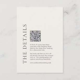 Moderne Typografie Beige Eleganter QR-Code Hochzei Begleitkarte