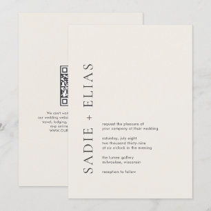 Moderne Typografie Beige Eleganter QR-Code Hochzei Einladung