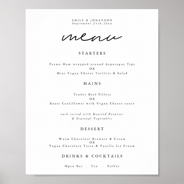 Moderne Typografie, beliebiges Farbskriptmenü Poster (Vorne)