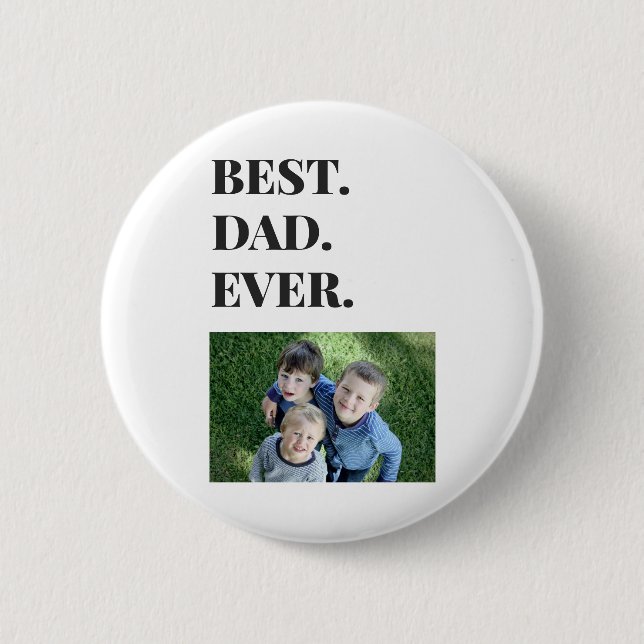 Moderne Typografie Bester Vater je Kind Foto Button (Vorderseite)