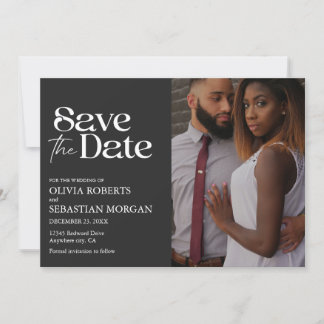 Moderne Typografie Black Foto Wedding Save The Date