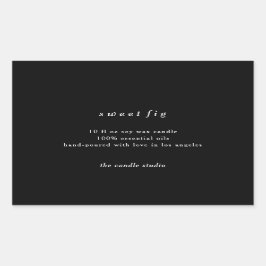 Moderne Typografie Black Packaging Candle Cosmetic Rechteckiger Aufkleber