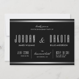 Moderne Typografie Black & Silver Engagement Party Einladung