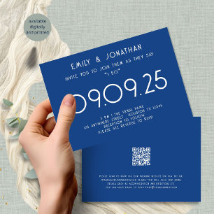 Moderne Typografie Blue Wedding Einladung