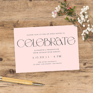 Moderne Typografie Blush Pink Graduation Party Begleitkarte
