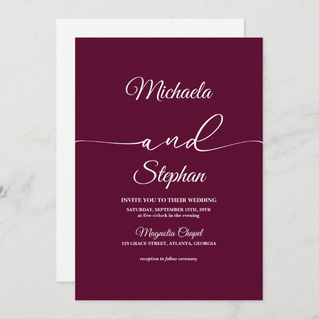 Moderne Typografie | Bold Bellisia Wedding Einladung (Vorne/Hinten)