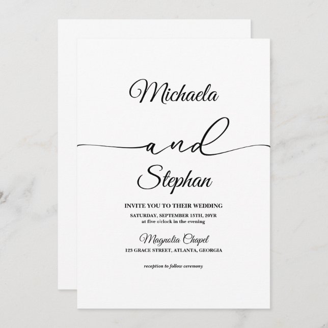 Moderne Typografie | Bold Bellisia Wedding Einladung (Vorne/Hinten)