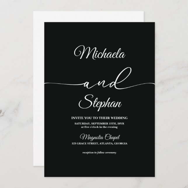 Moderne Typografie | Bold Bellisia Wedding Einladung (Vorne/Hinten)