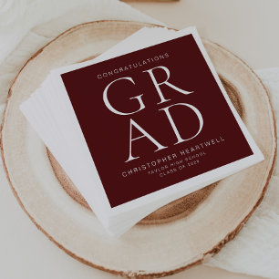Moderne Typografie Bordeaux Weiße Abschlussfeier Serviette