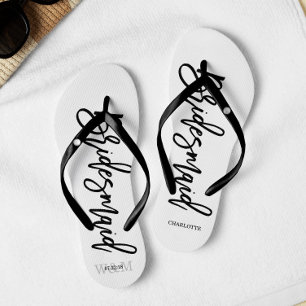 Moderne Typografie "Bridesmaid" Flip Flops