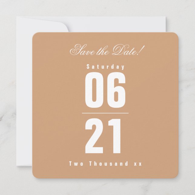 Moderne Typografie Bronze Save the Date (Vorderseite)