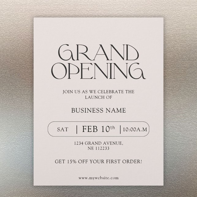 Moderne Typografie Business Grand Opening Flyer (modern minimalist personalzied business grand opening flyer)