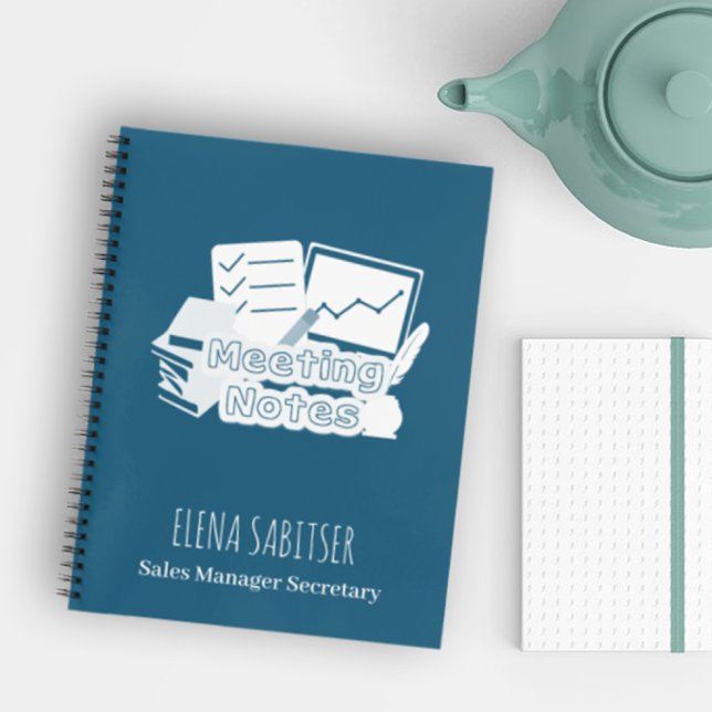 Moderne Typografie Cadet Blue Meeting Notes Notizbuch (Von Creator hochgeladen)