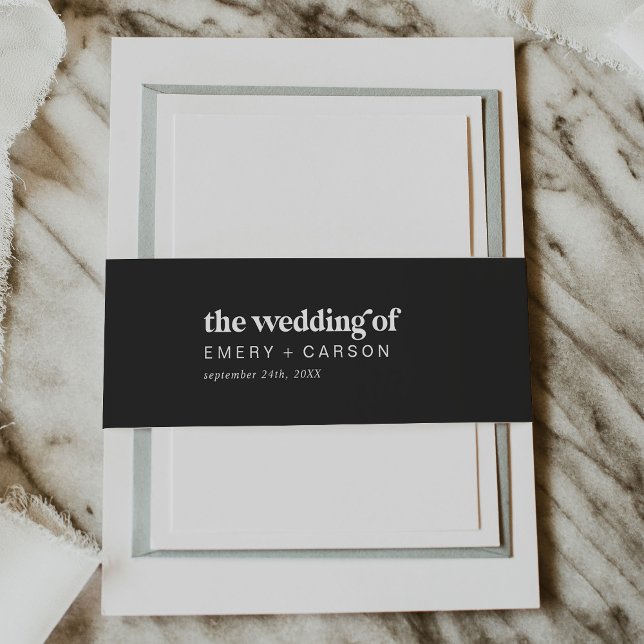 Moderne Typografie | Charcoal Gray Wedding Einladungsbanderole (Von Creator hochgeladen)
