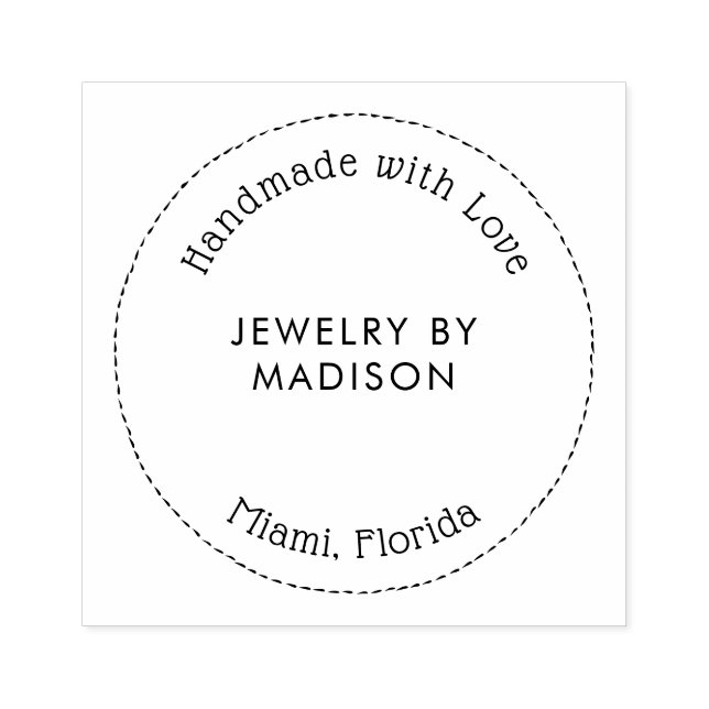 Moderne Typografie Circle Handmade Business Name Gummistempel (Prägung)