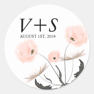 Moderne Typografie Dandelion Wedding Custom Gevor Runder Aufkleber