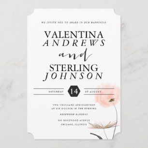 Moderne Typografie Dandelion Wedding Einladung