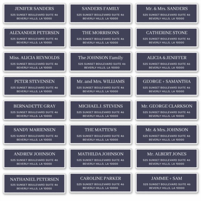 Moderne Typografie der Dunklen Marine Hochzeitsgas Aufkleber (Vorderseite)