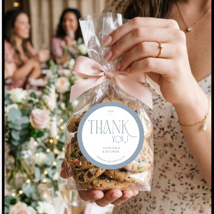 Moderne Typografie Dusty Blue Hochzeit Danke Runder Aufkleber