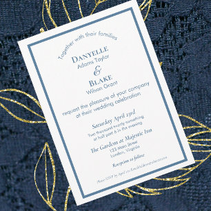 Moderne Typografie Dusty Blue White Wedding Einladung