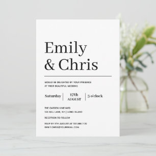 Moderne Typografie Einfache Minimalistische Hochze Einladung