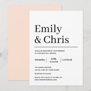Moderne Typografie Einfache Minimalistische Hochze Einladung