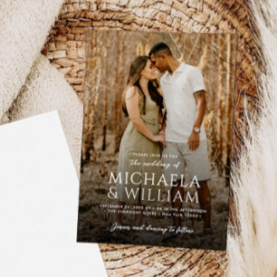 Moderne Typografie Einzelnes Foto Hochzeit Einladung