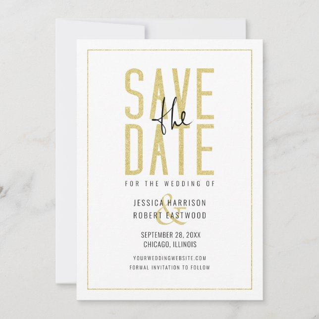Moderne Typografie Elegant Einfach Save The Date (Vorderseite)