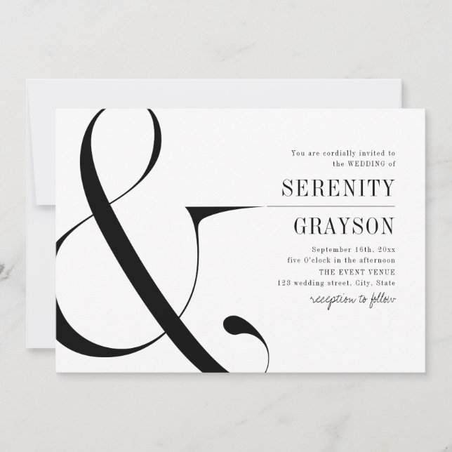 Moderne Typografie elegante minimalistische Hochze Einladung (Vorderseite)