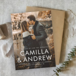 Moderne Typografie Elegantes Foto Hochzeit Magneteinladung