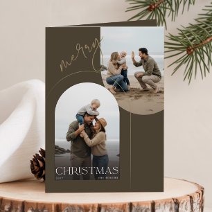 Moderne Typografie Familienfoto Frohe Weihnachten