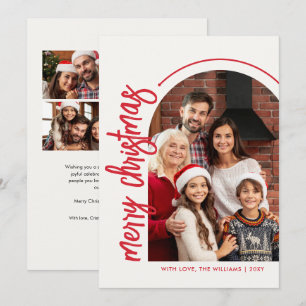 Moderne Typografie Familienfoto-Torbogen Weihnacht Feiertagskarte