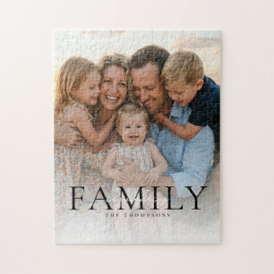 Moderne Typografie Familienname Erinnerungsfoto-Ge Puzzle