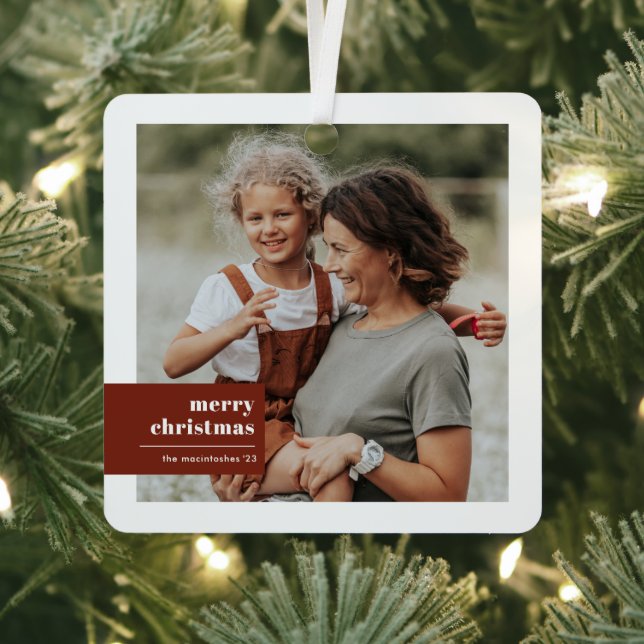 Moderne Typografie - Farbblock Foto Weihnachten Ornament Aus Metall (InSitu)