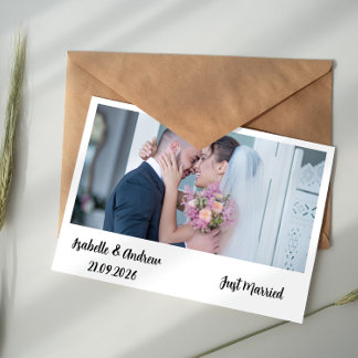 Moderne Typografie-Foto-Dankeskarten zur Hochzeit Mitteilungskarte