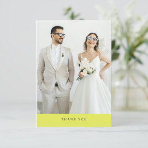 Moderne Typografie Foto Hochzeit Chartreuse Gelb Dankeskarte
