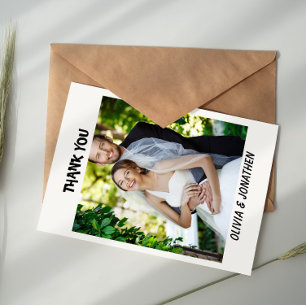 Moderne Typografie Foto Hochzeit Dankeskarten Mitteilungskarte