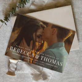 Moderne Typografie-Foto Hochzeit Einladung