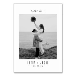 Moderne Typografie Foto-Hochzeit Tischnummer