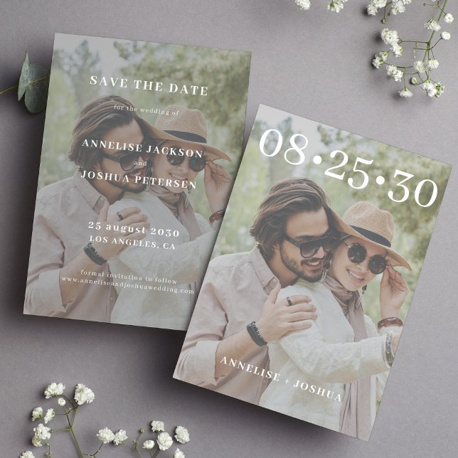 Moderne Typografie-Foto-Overlay-Hochzeit Save The Date (Von Creator hochgeladen)