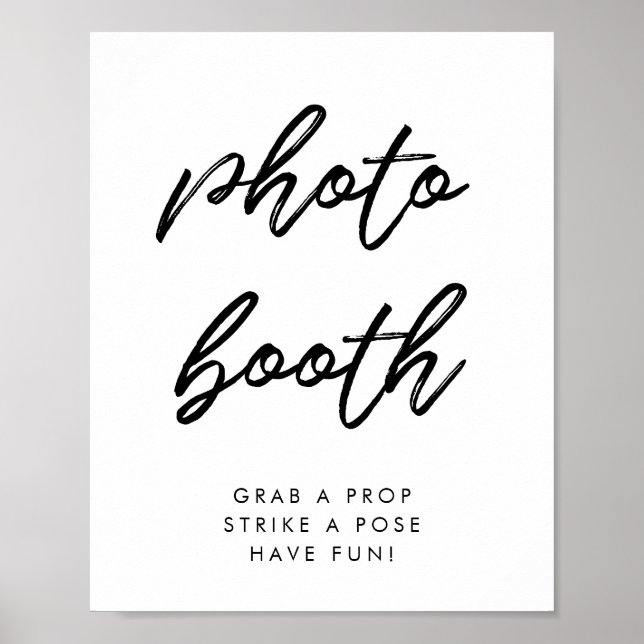 Moderne Typografie Fotobox-Hochzeitsschild Poster (Vorne)