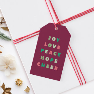 Moderne Typografie Freude Liebe Frieden Hoffnung W Geschenkanhänger