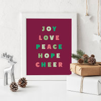 Moderne Typografie Freude Liebe Frieden Hoffnung W