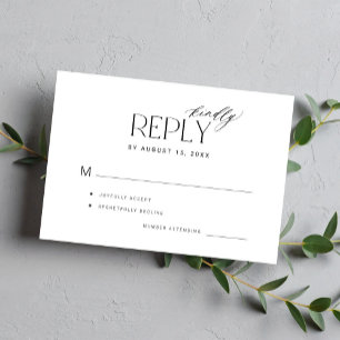 Moderne Typografie freundlich antworten Hochzeit RSVP Karte